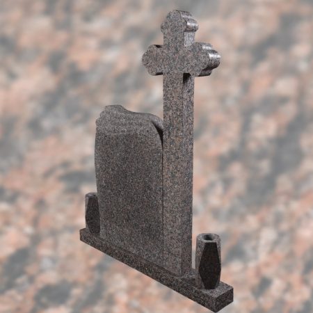 MONUMENT FUNERAR WAVE STG/DR+CRUCE CAP TRIFOI GRANIT ROSA