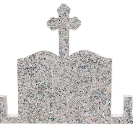 MONUMENT FUNERAR OGEE DUBLU+CRUCE CAP TRIFOI GRANIT ROSA