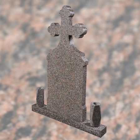 MONUMENT FUNERAR ORTODOX 3 CU CAP TRIFOI GRANIT ROSA