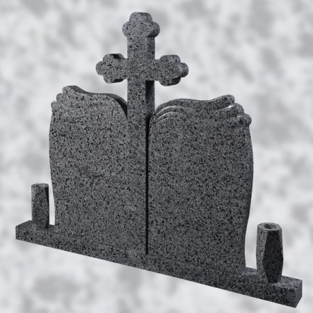 MONUMENT FUNERAR WAVE DUBLU+CRUCE CAP TRIFOI GRANIT NEW HALAYEB