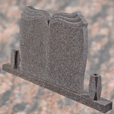 MONUMENT FUNERAR WAVE DUBLU FARA CRUCE GRANIT ROSA